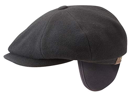 Stetson Hatteras Wool/Cashmere Schirmmütze mit Ohrenklappen aus Wolle - Schwarz (1) - 56 cm von Stetson