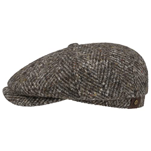 Stetson Hatteras Wool Colour Neps Flatcap - Klassische Schirmmütze - Schiebermütze im Fischgrätdesign - Herren - Herbst/Winter - Made in The EU grau 60 cm von Stetson