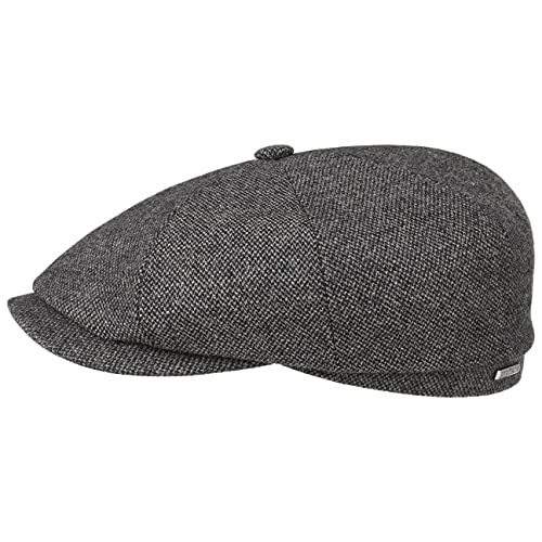 Stetson Hatteras Wool Mix Flatcap Herren - Made in The EU - Schirmmütze mit Wollanteil - Gefüttert mit Baumwolle - Schirmlänge 6 cm - Schiebermütze - Herrenmütze für Herbst/Winter grau 60 cm von Stetson