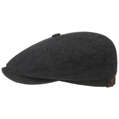 Stetson Hatteras Noir Schirmmütze Damen/Herren - Flatcap mit Wolle und Kaschmir - Wollmütze Herbst/Winter - Ballonmütze mit Flanelfutter - Flat Cap anthrazit 57 cm von Stetson