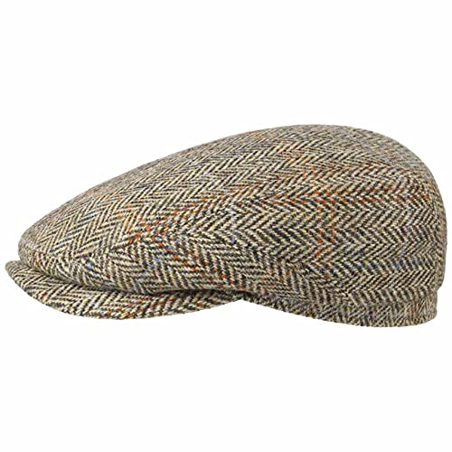 Stetson Hereford Harris Tweed Flatcap - Mütze - Klassische Schiebermütze - Hahnentrittmuster - Mehrfarbige Kappe - Herren - Herbst/Winter beige 58 cm von Stetson