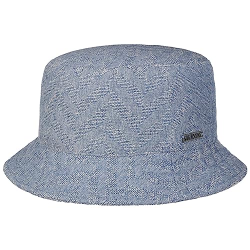 Stetson Herringbone Cotton Bucket Stoffhut - Unifarbener Hut - Sommerhut mit UV-Schutz 40 - Made in The EU - Unisex - Frühjahr/Sommer blau S (54-55 cm) von Stetson