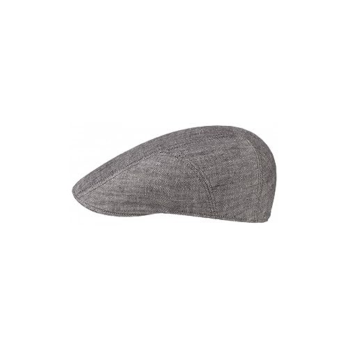Stetson Herringbone Leinen Flatcap Schirmmütze Herren - Leinencap mit UV-Schutz 40 - Herrencap Made in EU - Mütze mit Baumwollfutter - Schiebermütze Frühjahr/Sommer - Flat Cap grau 57 cm von Stetson