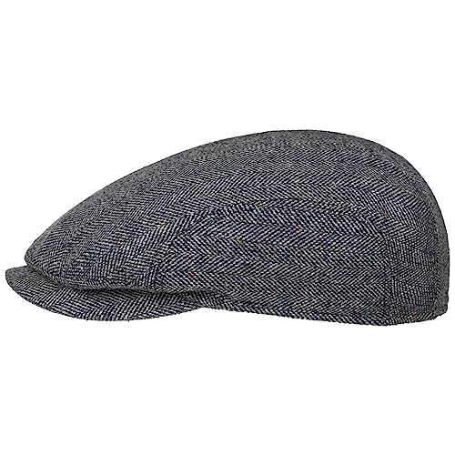 Stetson Herringbone Silk Driver Flatcap Schirmmütze Schiebermütze Seidencap Herren - Made in The EU mit Schirm, Futter Frühling-Sommer - 58 cm blau von Stetson
