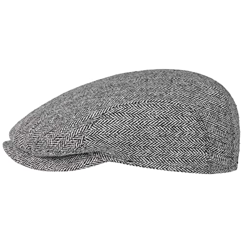 Stetson Herringbone Silk Driver Flatcap Schirmmütze Schiebermütze Seidencap Herren - Made in The EU mit Schirm, Futter Frühling-Sommer - 58 cm schwarz-weiß von Stetson