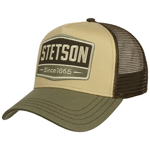 Stetson Highway Trucker Cap Damen/Herren - Basecap mit Baumwolle - One-Size (ca. 55-61 cm) - Baseballcap größenverstellbar - Cap mit Mesh-Einsatz - Schirmmütze Sommer/Winter Oliv One Size von Stetson