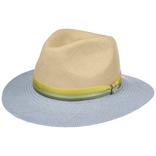 Stetson Huntington Contrast Panamahut Sommerhut Sonnenhut Strandhut Panamastrohhut Damen/Herren - Made in Ecuador Frühling-Sommer - M (56-57 cm) Natur-blau von Stetson