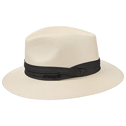 Stetson Jefferson Bleached Panamahut Naturfarbener Traveller Sonnenhut UV-Schutz 40+ Made in Italy Herren Frühjahr Sommer cremeweiß 56 cm von Stetson