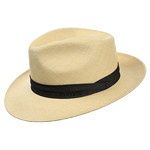 Stetson Jenkins Panamahut Damen/Herren (55-60 cm) - Made in Ecuador - Bogarthut mit UV-Schutz 40+ - Hut aus Panamastroh - Panamastrohhut mit Garniturband - Frühjahr/Sommer Natur 62 cm von Stetson