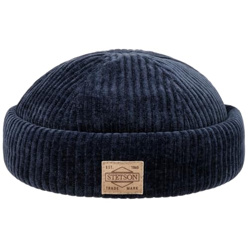 Stetson Jersey Cord Dockermütze - Herren Skullcap Fleecefutter - Made in The EU dunkelblau L (58-59 cm) von Stetson