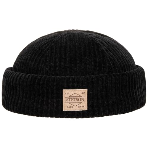 Stetson Jersey Cord Dockermütze Herren Skullcap Fleecefutter Made in EU schwarz L (58-59 cm) von Stetson