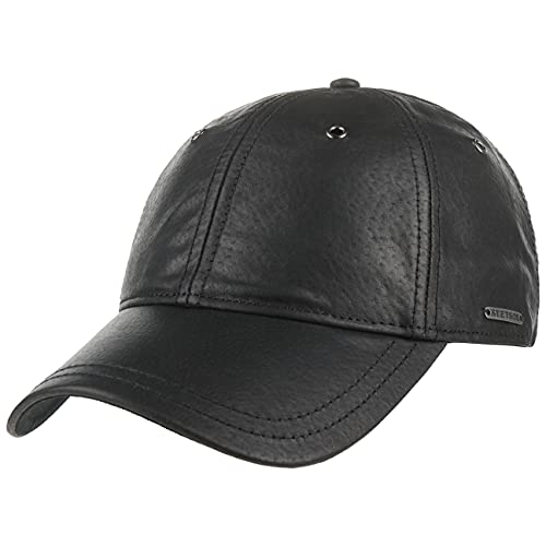 Stetson Joes Ledercap Basecap Damen/Herren - Lederkappe Größenverstellbar - Baseballcap aus Nappaleder und Baumwolle - Napperledercap Geöffnet - Freitzeitkappe Sommer/Winter schwarz One Size von Stetson