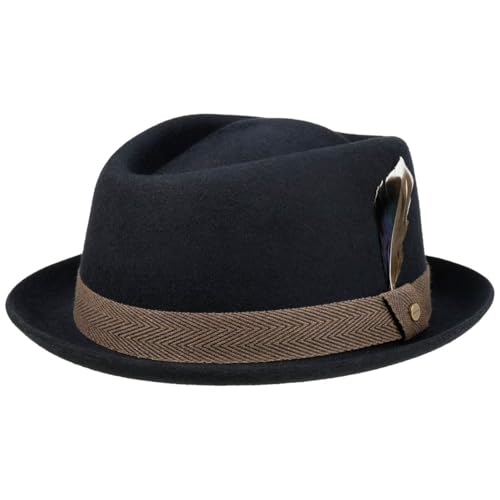 Stetson Jonjoe Diamond Woll Pork Pie Herren Sommer Winter dunkelblau M (56-57 cm) von Stetson