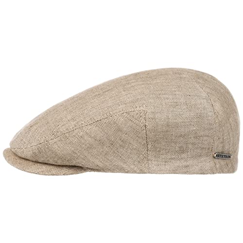 Stetson Just Linen Flatcap Damen Herren Made in EU 100% Leinen Baumwolle gefüttert Frühling Sommer beige 57 cm von Stetson