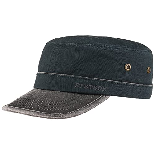 Stetson Katonah Cotton Army Cap Damen/Herren - Baumwollcap größenverstellbar - Armycap Sommer/Winter - Kappe 100% Baumwolle - Military-Cap Used Look - Baumwollkappe mit Schirm dunkelblau L (58-59 cm) von Stetson