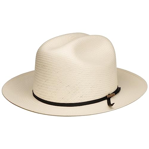 Stetson Kendower Western Toyo Strohhut Sonnenhut Sommerhut Westernhut Cowboyhut Viskosehut Damen/Herren - mit Ripsband Frühling-Sommer - S (54-55 cm) weiß von Stetson