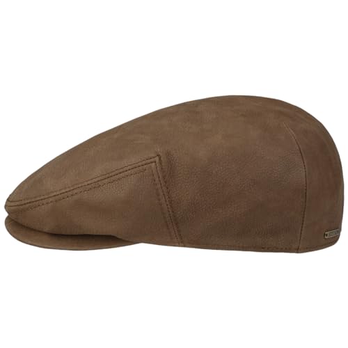 Stetson Kent Calf Leather Flatcap - Braune Mütze aus Leder - Elegante Schiebermütze mit Baumwollfutter - Herren - Herbst/Winter braun L (58-59 cm) von Stetson