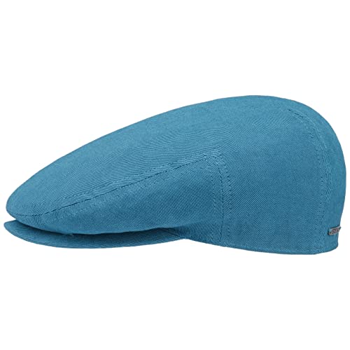 Stetson Kent Cotton Twill Flatcap Schirmmütze Baumwollcap Schiebermütze Sommercap Leinencap Damen/Herren - Made in The EU mit Schirm, Schirm Frühling-Sommer Herbst-Winter - M (56-57 cm) türkis von Stetson