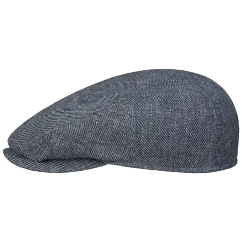 Stetson Kent Inspection Tag Flatcap Melierte Leinen-Schiebermütze Made in Germany Herren Frühjahr Sommer blau-meliert 58 cm von Stetson