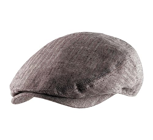 Stetson Kent Linen Flatcap im Fischgrat-Design - Grau (330) - 56 cm von Stetson