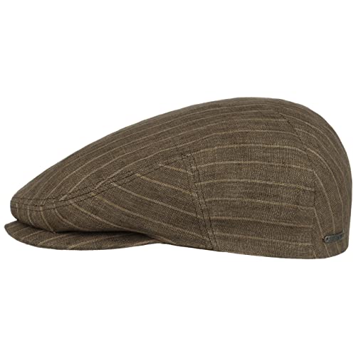 Stetson Kent Striped Linen Flatcap - Gestreifte Mütze - Elegante Schirmmütze - Modische Leinencap - Made in The EU - Herren - Frühjahr/Sommer braun 58 cm von Stetson