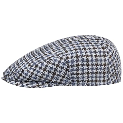 Stetson Kent Tricolour Houndstooth Flatcap - Karierte Mütze aus Seide und Wolle - Elegante Schirmmütze - Klassisches Karomuster - Made in Germany - Herren - Ganzjährig blau 58 cm von Stetson