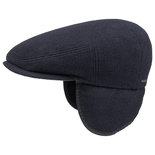 Stetson Kent Wool Ohrenklappen Flatcap Herren - Made in EU - Schiebermütze mit Ohrenklappen - Flat Cap mit Kaschmir - Ohrenmütze Herbst/Winter - Schirmmütze blau XXL (62-63 cm) von Stetson