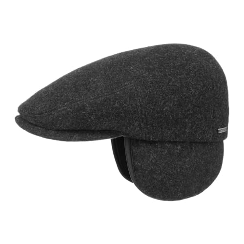 Stetson Kent Wool Flat Cap Herren Made in EU Kaschmir Herbst Winter Ohrenklappen Schirmmütze anthrazit M (56-57 cm) von Stetson