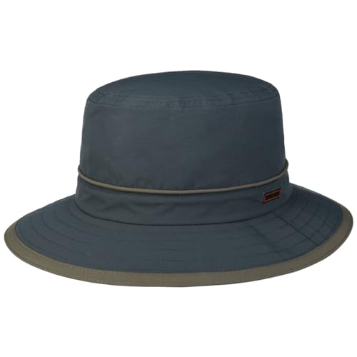 Stetson Kettering Outdoorhut Damen Herren Wasserabweisender Stoffhut mit UV-Schutz Faltbarer Nylonhut mit Paspelrand Schlapphut mit Coolmax-Futterband Sommer Winter blau XXL (62-63 cm) von Stetson