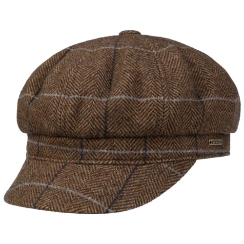 Stetson Kinty Wool Ballonmütze - Mehrfarbige Mütze - Baker-Boy-Stil - Wollcap mit Fischgratdesign - Herbst/Winter - Unisex beige-braun L (58-59 cm) von Stetson