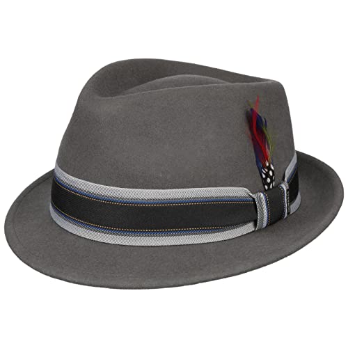 Stetson Lancover Trilby Wollhut - Einfarbiger Hut mit Ripsband - Eleganter Filztrilby mit Baumwollfutter - Wetterfest & knautschbar - Herren - Ideal für Herbst/Winter grau L (58-59 cm) von Stetson