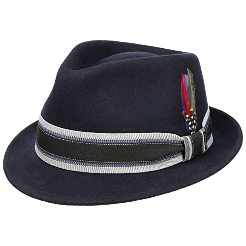 Stetson Lancover Trilby Wollhut - Einfarbiger Hut mit Ripsband - Eleganter Filztrilby mit Baumwollfutter - Wetterfest & knautschbar - Herren - Ideal für Herbst/Winter dunkelblau M (56-57 cm) von Stetson