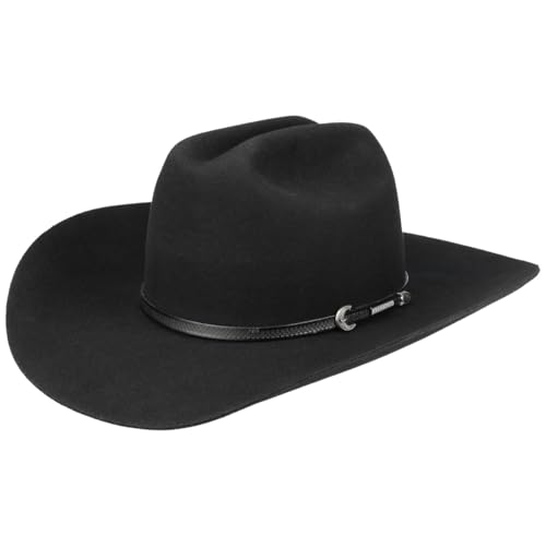 Stetson Laramie Wool Westernhut Wollfilzhut Wollhut Cowboyhut Rodeohut Herren - mit Lederband Herbst-Winter Herbst Winter - M (56-57 cm) schwarz von Stetson
