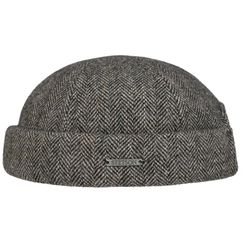 Stetson Lavoy Herringbone Wool Dockermütze - Mütze - Stilvolle Wintercap - Meliertes Fischgrätmuster - Größenverstellbar - Made in The EU - Herren - Herbst/Winter Dunkelbeige XL (60-61 cm) von Stetson