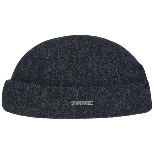 Stetson Lavoy Herringbone Wool Dockermütze Stilvolle Wintercap Meliertes Fischgrätmuster Größenverstellbar Made in The EU Herren Herbst/Winter dunkelblau S (54-55 cm) von Stetson