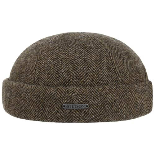 Stetson Lavoy Herringbone Wool Dockermütze Wollmütze Wintermütze Dockercap Herren - Made in The EU mit Umschlag, Docker, Futter Herbst-Winter - XL (60-61 cm) braun von Stetson