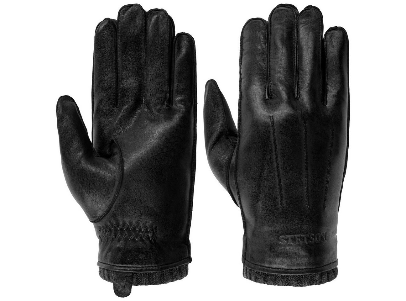 Stetson Lederhandschuhe (1-St) Fingerhandschuhe mit Futter von Stetson