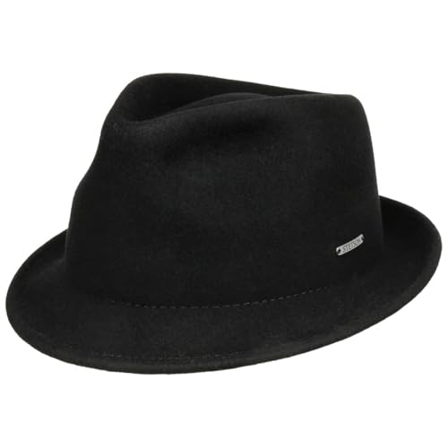 Stetson Leola Trilby Wollhut Unifarben Knautschbar Herren Herbst Winter schwarz M (56-57 cm) von Stetson