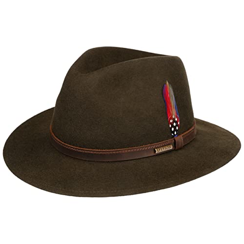 Stetson Lescott Traveller Wollhut - Unifarbener Hut aus 100% Wollfilz - Robust & wasserabweisend - Made in The EU - Unisex - Herbst/Winter Oliv L (58-59 cm) von Stetson