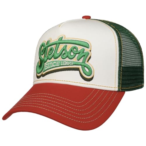 Stetson Lettering Trucker Cap - Mütze - Baseballcap im Retro-Style - Mehrfarbige Kappe mit Mesh-Einsatz für Herren - Frühjahr/Sommer grün One Size von Stetson