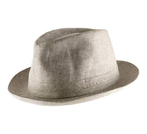 Stetson Levoy Leinenhut mit UV-Schutz Sommerhut Sonnenhut Stoffhut Herren - Made in Italy Futter Sommer Frühling-Sommer Herbst-Winter - 61 cm beige-meliert von Stetson
