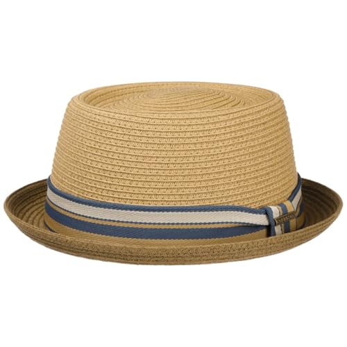 Stetson Licano Toyo Pork Pie Strohhut Herren Aus 100% Papierstroh UV-Schutz 40 Leichter Sommerhut Mit Hutband Integriertem Sonnenschutz Frühling Sommer braun XXL (62-63 cm) von Stetson