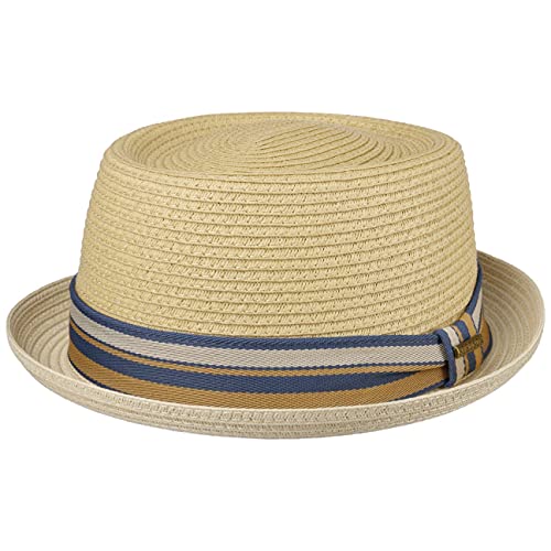 Stetson Licano Toyo Pork Pie Strohhut Herren Aus 100% Papierstroh UV-Schutz 40 Leichter Sommerhut Mit Hutband Integriertem Sonnenschutz Frühling Sommer Natur M (56-57 cm) von Stetson