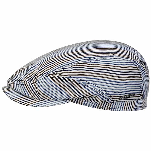 Stetson Lindaco Driver Flatcap - Weiß-Blaue Mütze - Elegante Schirmmütze - Gestreiftes Design mit Leinen-Seide-Mix - Frühjahr/Sommer - Damen/Herren weiß-blau L (58-59 cm) von Stetson