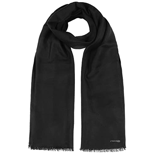 Stetson Lindo Schal - Einfarbiger Schal aus 100% Wolle - Eleganter Wollschal für Herren - Unifarben mit Markenemblem - Winter/Herbst schwarz One Size von Stetson