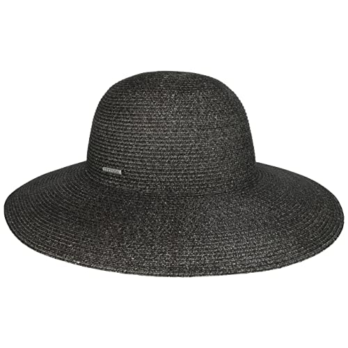 Stetson Livetta Toyo Schlapphut Damen Aus Toyo-Stroh Mit Schweißband Extrabreite Krempe Schutz Frühjahr Sommer anthrazit L (58-59 cm) von Stetson