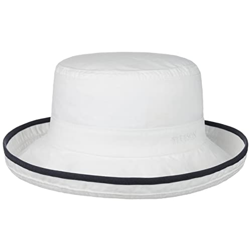 Stetson Lonoke Delave Stoffhut Baumwollhut Freizeithut Sommerhut Sonnenhut Hut Damen/Herren - mit Einfass Frühling-Sommer - M (56-57 cm) weiß von Stetson