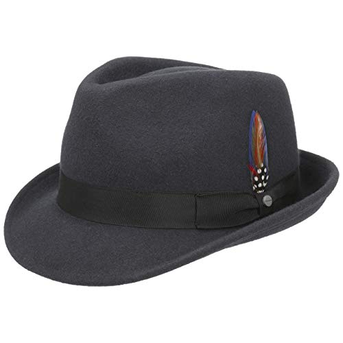 Stetson Lucille Trilby Wollfilzhut Damen - Damentrilby Fedora Damenhut mit Ripsband Frühling-Sommer Herbst-Winter - L (58-59 cm) grau von Stetson