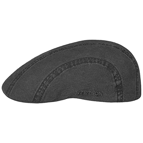 Stetson Madison Delave Flatcap Damen/Herren - Nachhaltige Cap - Hochwertige Bio-Baumwolle - Unifarbene Kappe mit UV-Schutz - Leichte Freizeitcap mit Futterband - Frühjahr/Sommer schwarz XL (60-61 cm) von Stetson