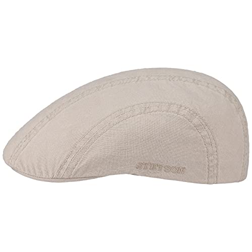 Stetson Madison Delave Flatcap Damen Herren Nachhaltige Cap Bio-Baumwolle Unifarben UV-Schutz Futterband Frühjahr Sommer beige S (54-55 cm) von Stetson